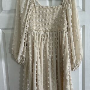 Listicle Cream Textured Dress